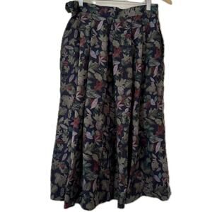 Vintage Geiger Collections Floral Lined Pleated Full Midi Skirt w/ Pockets-30"